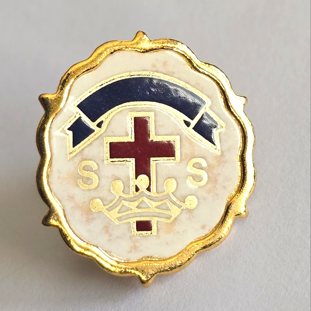 Vintage Sunday School lapel pin brooch religious SS Little system